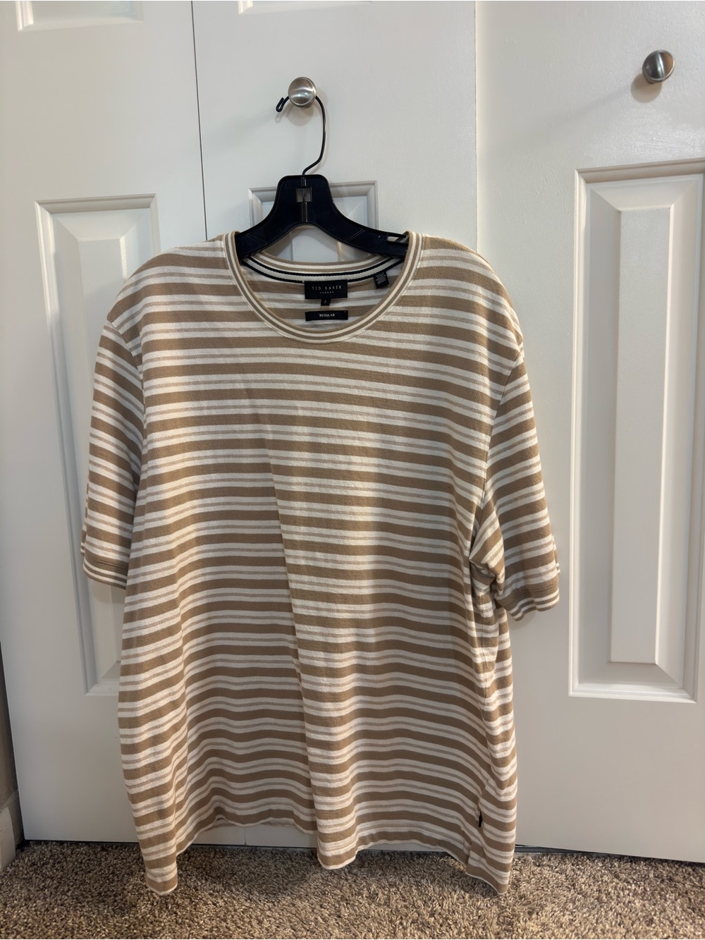 Ted Baker Men’s Short-Sleeve Striped Tee - Beige & White